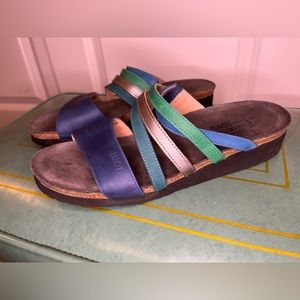 Naot Strappy Blues Suede Shoes